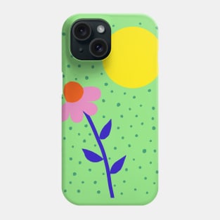 Flower and green dots Phone Case
