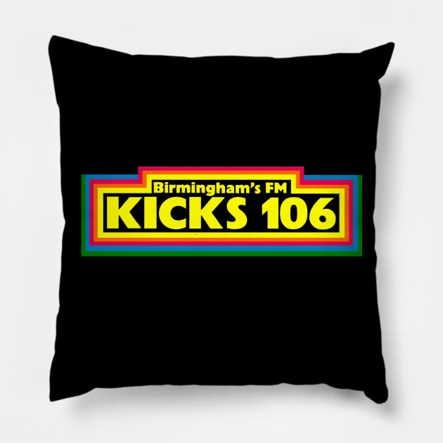 KICKS 106 BIRMINGHAM VINTAGE RADIO Pillow by thedeuce