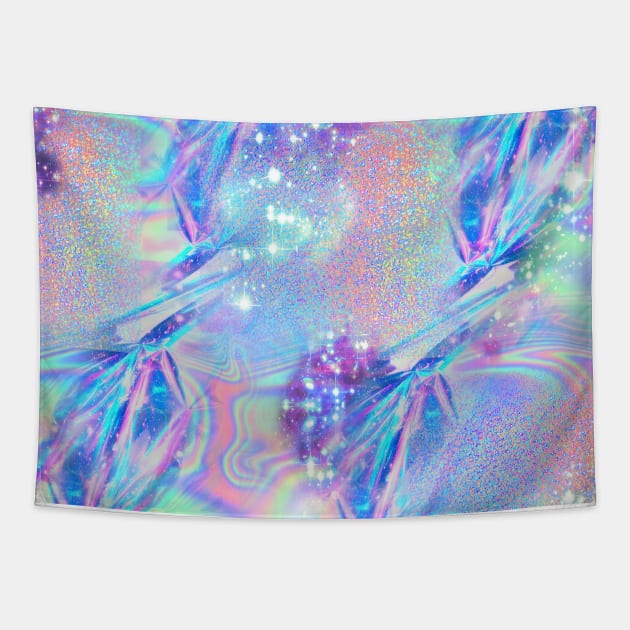 Sparkly Rainbow Holographic Pattern Tapestry by saradaboru