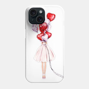 Girl with balloons Phone Case