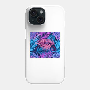 Vintage Palm Leaves blue and pink Phone Case