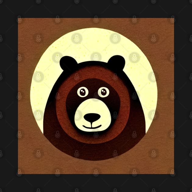 Happy Brown Bear Says Hi Illustration Design by SubtleSplit