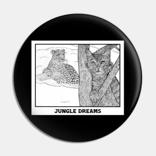 Jungle Dreams of a Household Cat – whimsical cat drawing Pin