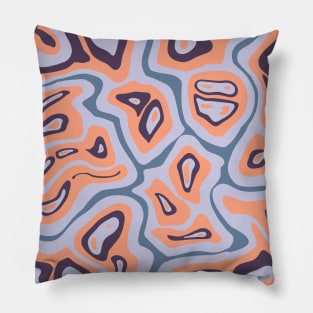 Abstract Retro Liquid Marble Swirl, Peach and Purple Pillow