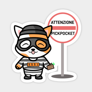 Attenzione Pickpocket Cat Magnet