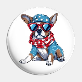 Patriotic Dog, 4th of July Design Pin