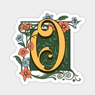 Art Nouveau Letter O, Ornamental Letter O, Art Deco Magnet