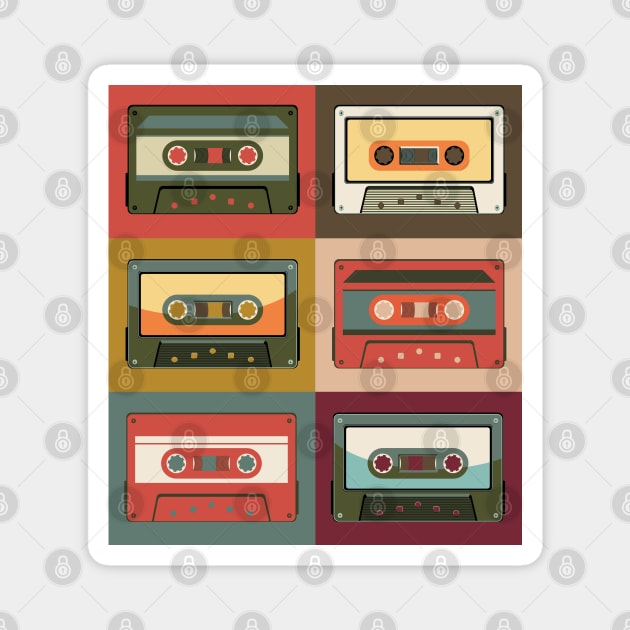 Collection of vintage cassettes Magnet by AnnArtshock