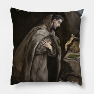 Saint Francis Kneeling in Meditation by El Greco Pillow