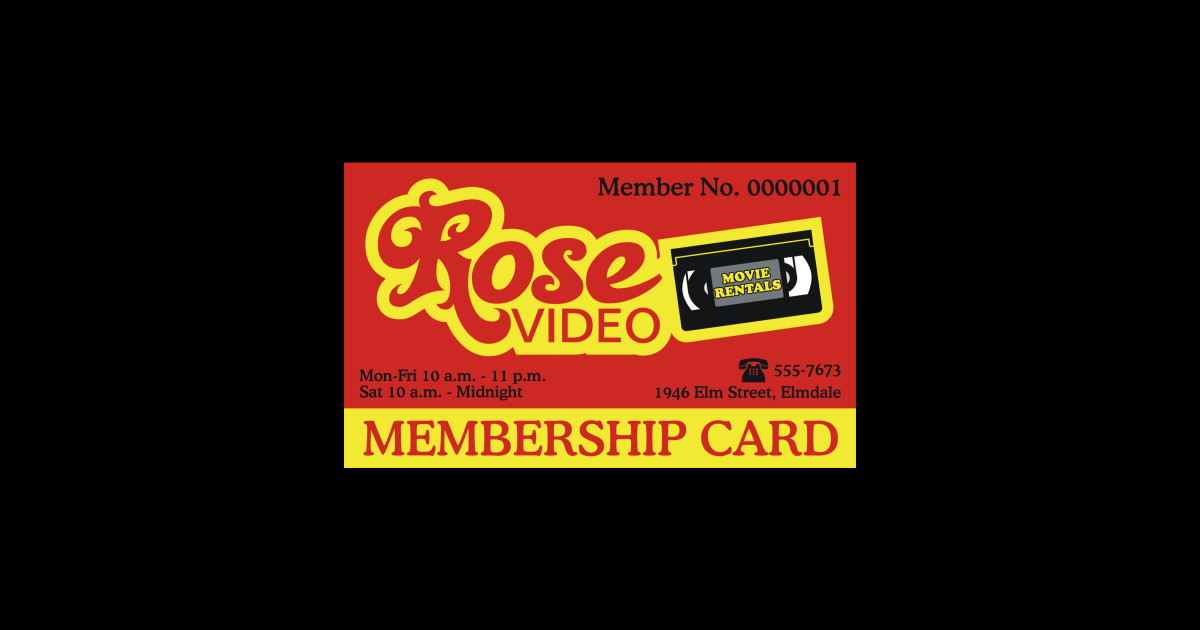 Rose Video Membership Card Video Store Sticker TeePublic