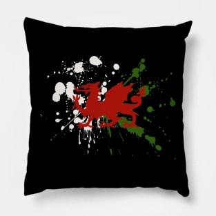 Welsh flag paint splash designer Pillow