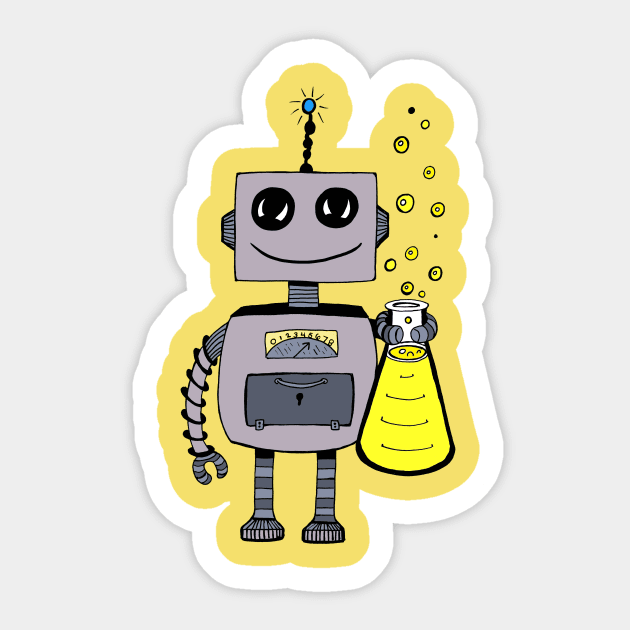 Cute Robot Sticker Design · Creative Fabrica