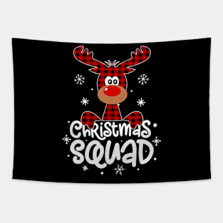 Christmas Squad Buffalo Plaid Reindeer Family Matching Pajamas Tapestry