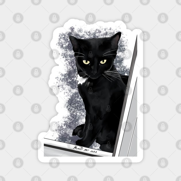 Ari the black cat Magnet by MoniK ART