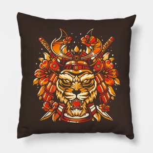 Samurai Tiger - Cute Animal Feline Warrior Gift Pillow