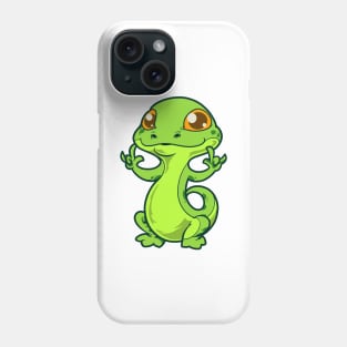 Cartoon gecko shows I love you - ASL hand gesture Phone Case