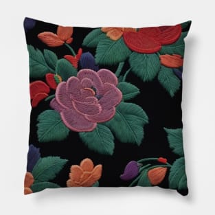 Embroidery Flower Seamless Pattern Pillow