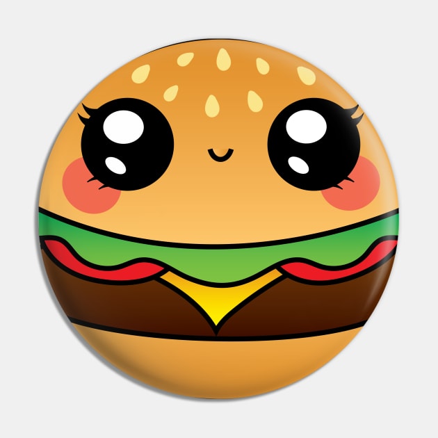 Kawaii Burger Pin by Gabriela Delgado