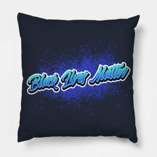 Black Lives Matter Blue Spray Paint Graffiti Pillow