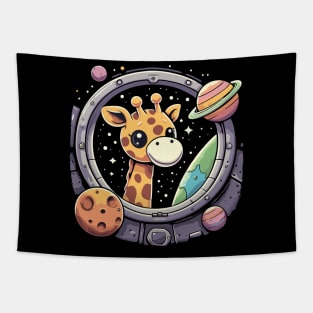 Stellar Safari: A Giraffe's Cosmic Adventure Tapestry