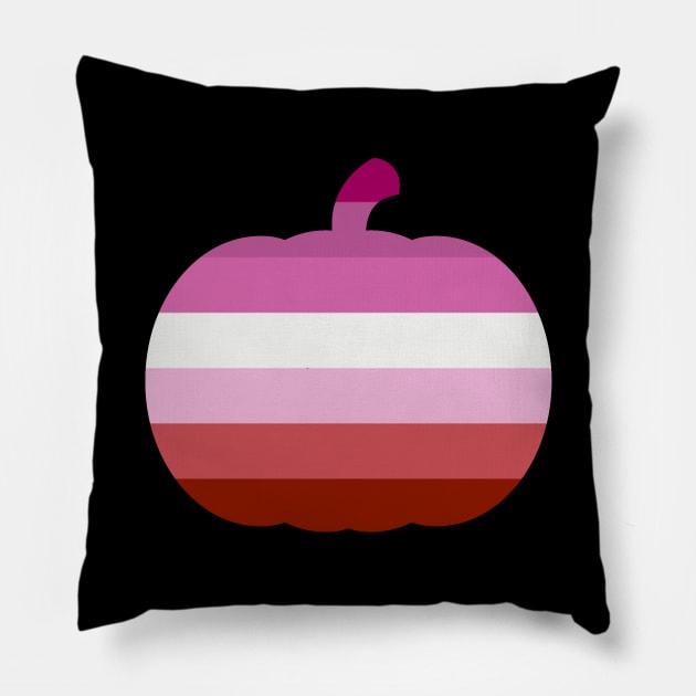 Halloween Pumpkin LGBT Flag Lipstick Lesbian Pillow by aaallsmiles