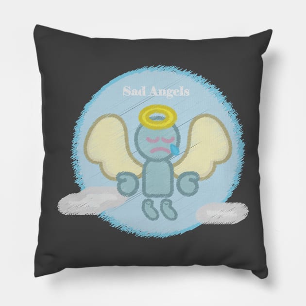 Sad Angels Pillow by PeetDraws