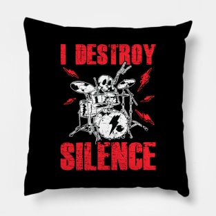 Funny I Destroy Silence Drummer Awesome Drumming Pillow
