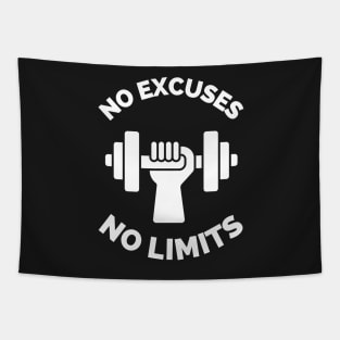 No Excuses No Limits Running Cross Country Fitness Gym Sport Motivation Inspirational Quote Tapestry