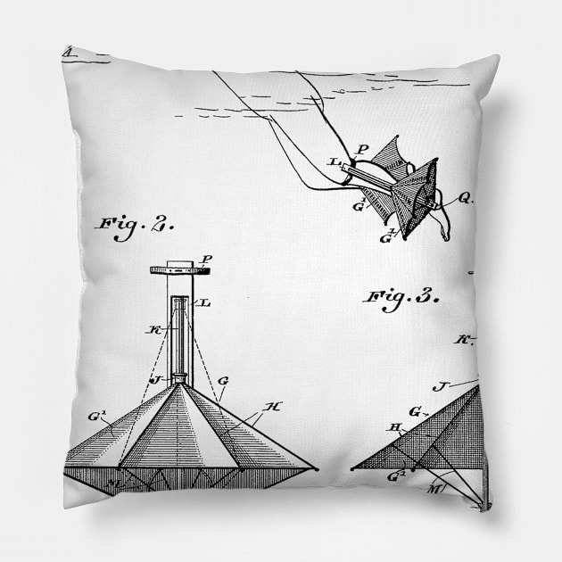 Swimming Apparatus Vintage Patent Hand Drawing Pillow by TheYoungDesigns