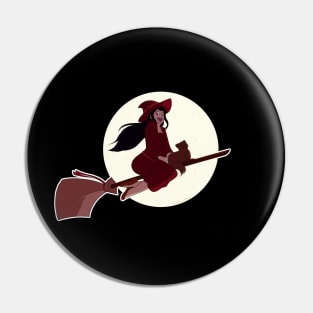 Flying Red Witch Pin