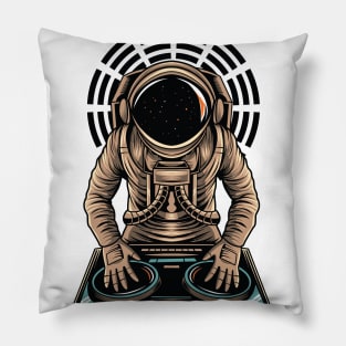 Astronaut DJ playing in space Pillow