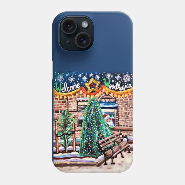 Welcome to Woodhaven Christmas Phone Case by Art by Deborah Camp