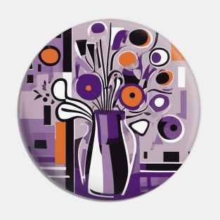 Abstract Geometric Flowers in a Purple Vase After Miró Pin