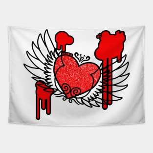 Winged Heart (Red and Black Version) Tapestry