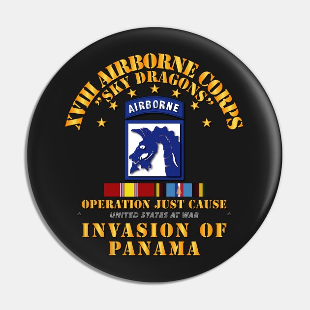 Just Cause - XVIII Airborne Corps w Svc Ribbons Pin by twix123844