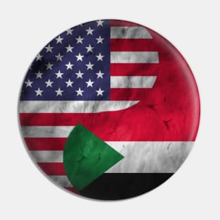 USA and Sudan Dual Flag Yin Yang Combination Pin