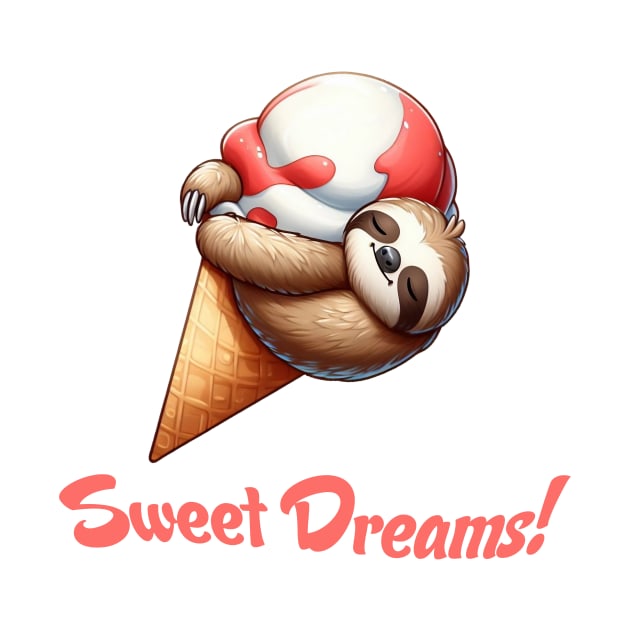 Sweet Dreams Ice Cream Sloth Illustration by Dmytro