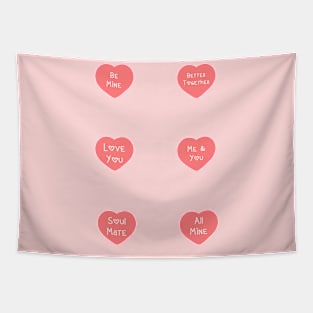 Aesthetic Cute Valentines Heart Day Love Quotes Pack Pattern Tapestry