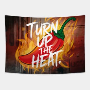 Turn Up The Heat, Hot Sauce Graffiti Design Tapestry