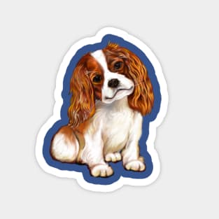 Cavalier King Charles spaniel cute tan and white puppy dog - puppy love Magnet