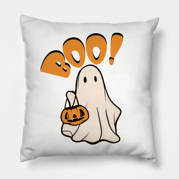 Spooky Ghost Pillow by Elysia Kalila