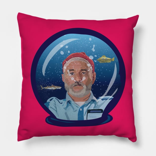 Steve Zissou Snow GLobe Pillow by nicholashugginsdesign