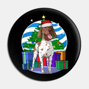 German Shorthaired Pointer Santa Christmas Tree Gift Pin