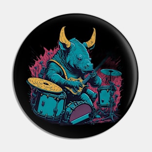 Rhino playing the drums Pin