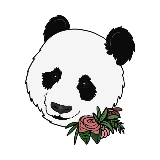 Cute Panda Bear Face Floral by dukito