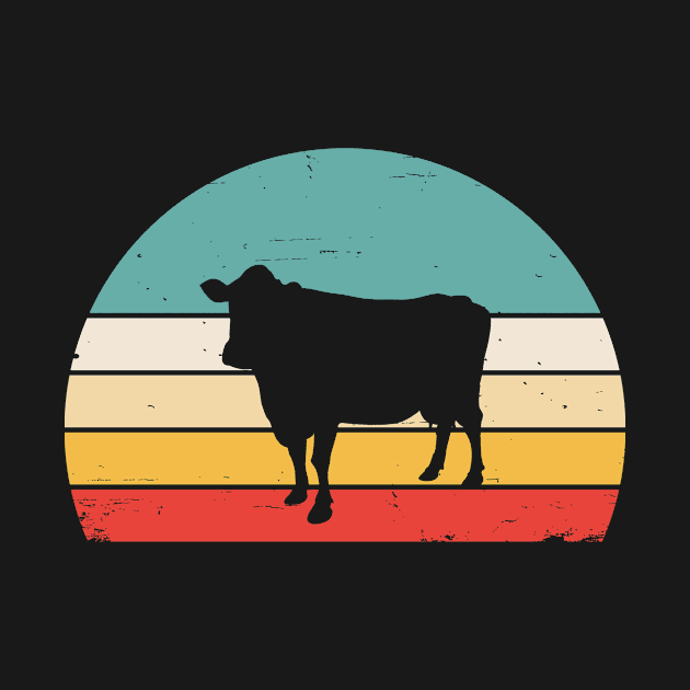 Cow Retro Sun Design Farming Farmer by BlueTodyArt