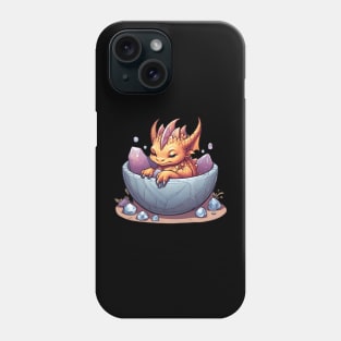 sleeping baby dragon in the bowl full crystal Phone Case