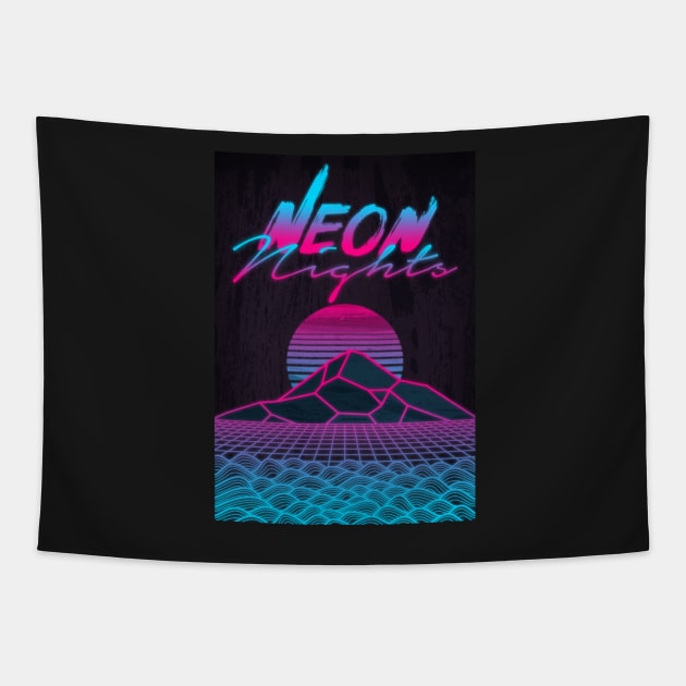 Neon Nights Tapestry by DylanBlairIllustration