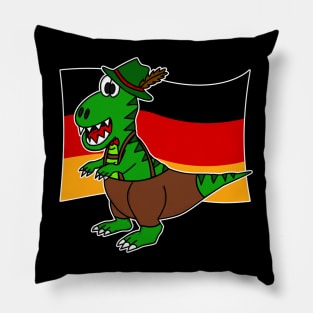 German Flag Dinosaur T-Rex Tyrolean Hat Lederhosen Funny Pillow