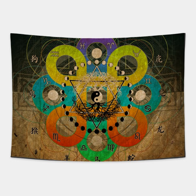 Cosmic Flow Tapestry - Rainbow Tapestry by BloodFuryArt